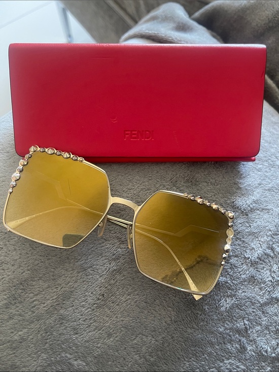 Accessories - Fendi Gold Frame Women’s Sunglasses with Yellow Gradient Lenses